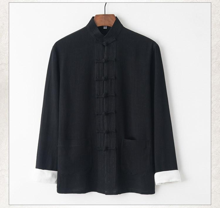 Men's Chinese Style Cotton Linen Tang Suit Jacket & Pants Set with Frog Buttons - Retro Zen Meditation Outfit