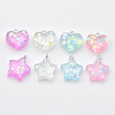 Resin Simulation Heart Pentagram Earrings Keychain Pendant DIY Jewelry Accessories