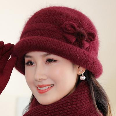 Wintermütze Damen Wollmütze Fleece Kälteschutz Warm Beckenmütze Alte Dame Strickmütze