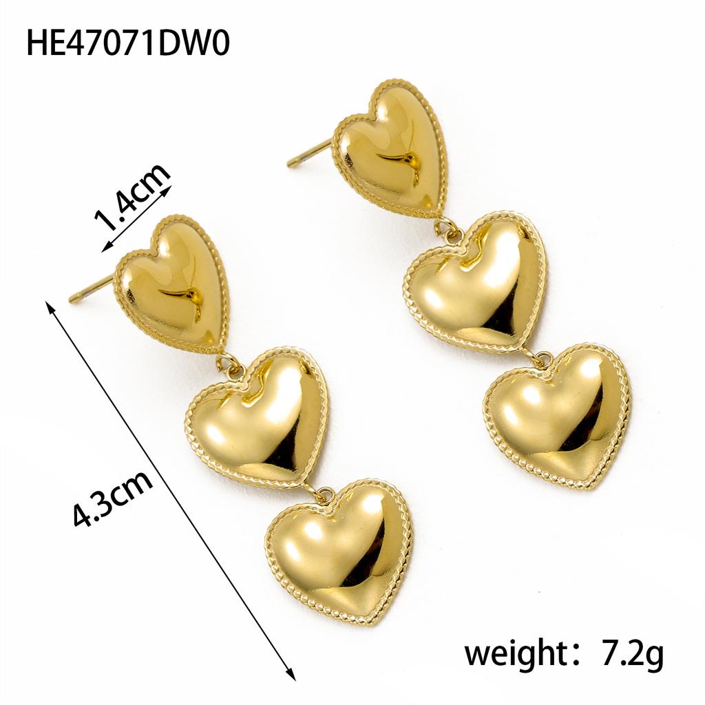CARLIDANA Geometric Textured Waterproof Gold Plated Conch Spiral Stainless Steel Jewelry Heart Earrings Tiger Eyes Stone Woman