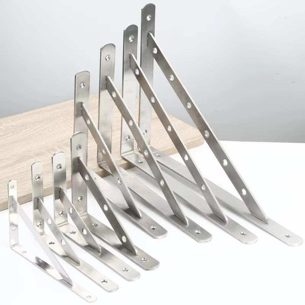 3mm 90° Stainless Steel Corner Bracket - Heavy Duty Wall Support for Shelves Partitions Triangular Layer Board Bracket organizer