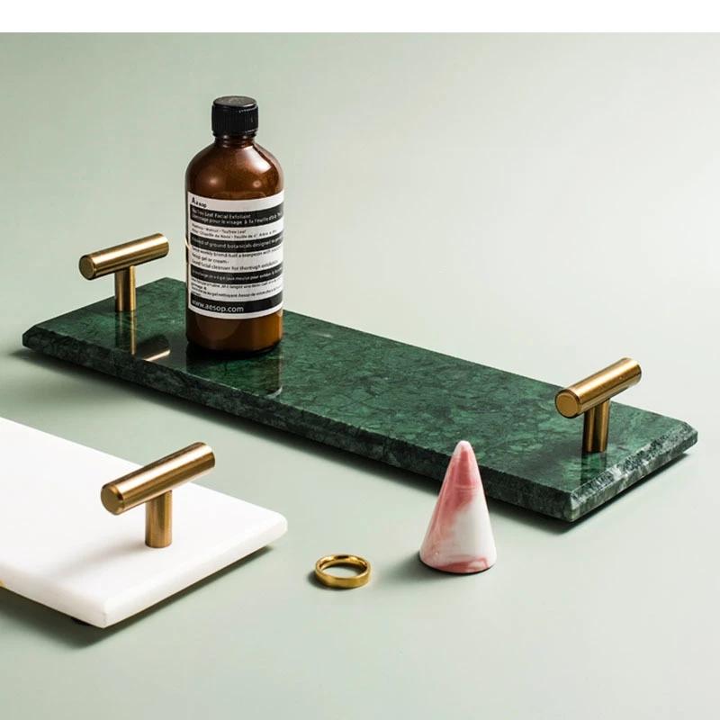 Marble Texture Rectangle Trays Decorative Ceramic Storage Tray Cosmetic Containers Organizer Shelf Bath Supplies Plate