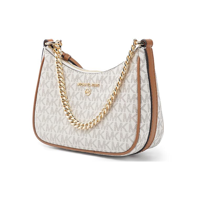 New MICHAEL KORS Jet Set Charm Canvas With Leather Shoulder Bag, Handbag, Shoulder Bag Women's Vanilla White 32H1GT9C1B-VANILLA-ACORN