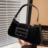 Vintage velvet armpit bag for ladies  elegant monochromatic shoulder bag  high-grade bag  new design