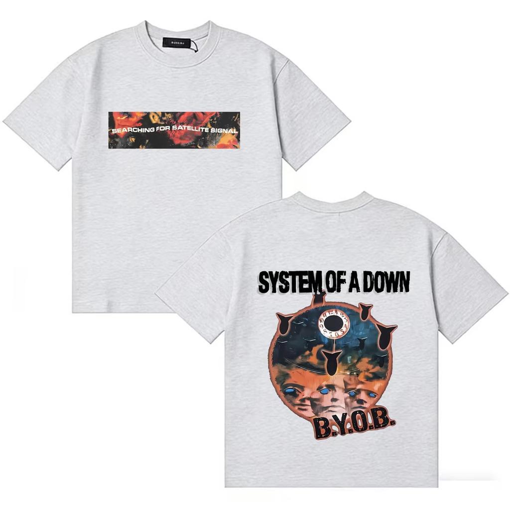 2026 Unisex Oversized Cotton Crew Neck Short Sleeve TShirt High Quality DoubleSided Print System of A Down Tshirt