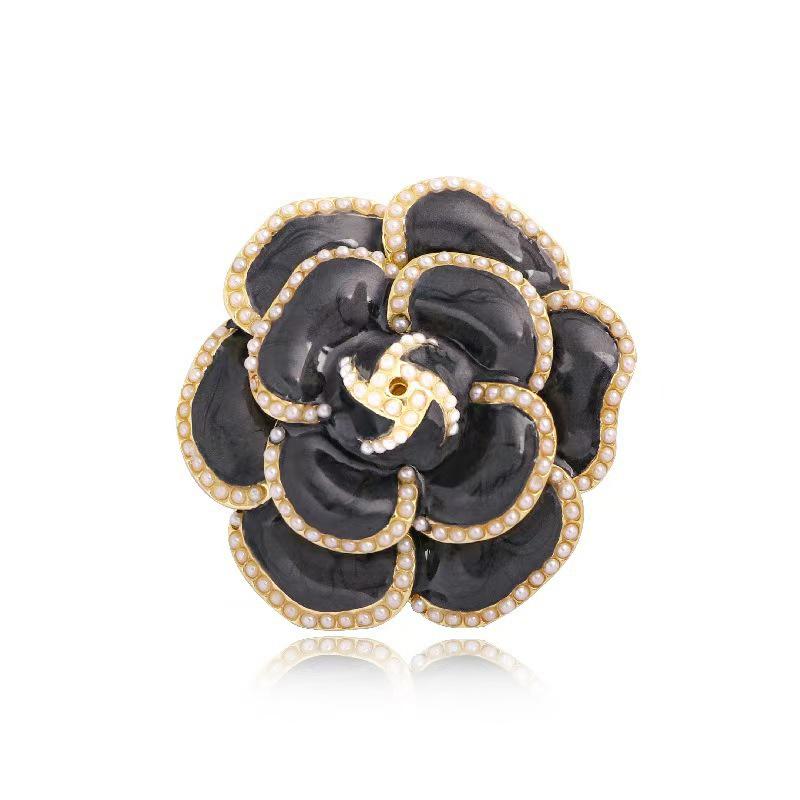 Rhinestone Camellia Brooches For Women Unisex Enamel Flower Design Plant Pins Office Party Friend Gifts Jewelry Accessories