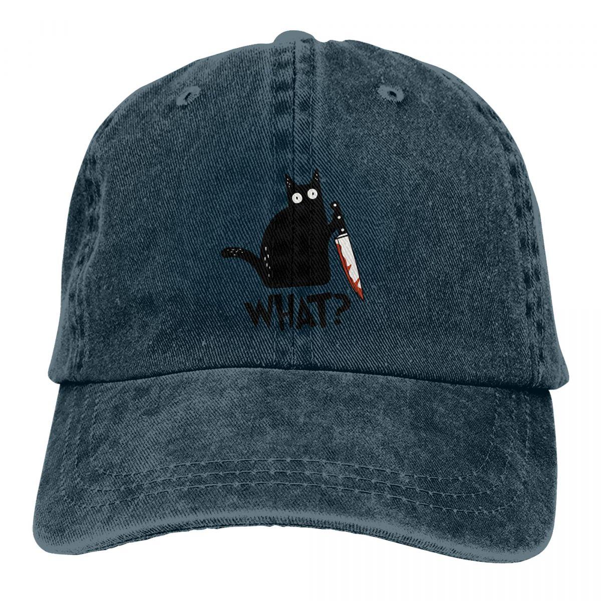 

Cat What Murderous Black Cat With Knife Baseball Cap Капелюхи унісекс Жіночий захист козирка Мистецькі кепки Snapback One Size
