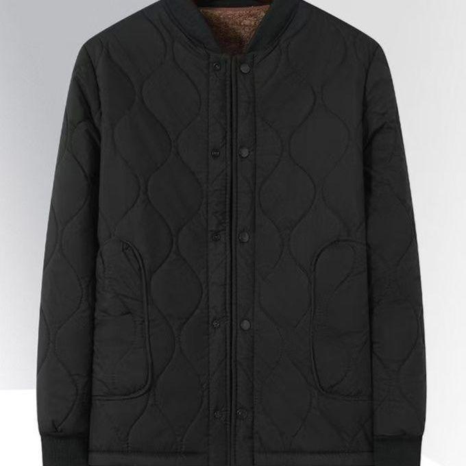 Men's Lambswool Cotton Winter Jacket - Middle-aged Father's Warm Loose Coat with Thick Velvet Liner