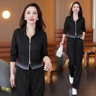 Elegante Conjunto Deportivo Casual para Mujer: Cárdigan, Sudadera y Pantalones de Pierna Ancha para Otoño/Invierno.