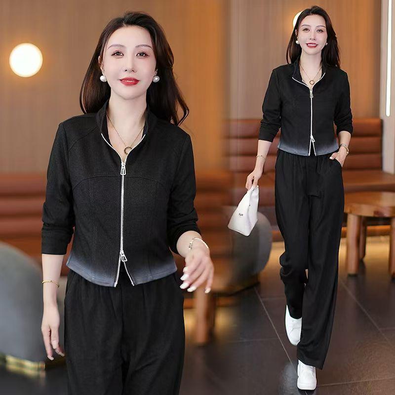 

Chic Women s Casual Sportswear Set: Cardigan, Sweatshirt, and Wide-Leg Pants for Autumn/Winter. 4XL вина червоного кольору