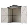 142x185cm Metal Tool Shed Garden House with Ventilation Holes, Incl. Metal Foundation, Lockable Door, Weatherproof for Garden Tools, Gray