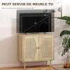 Kitchen Sideboard, Storage Cabinet with Double Doors and 2 Levels, Cane Front 80 x 38 x 79 cm Natural Wood Effect