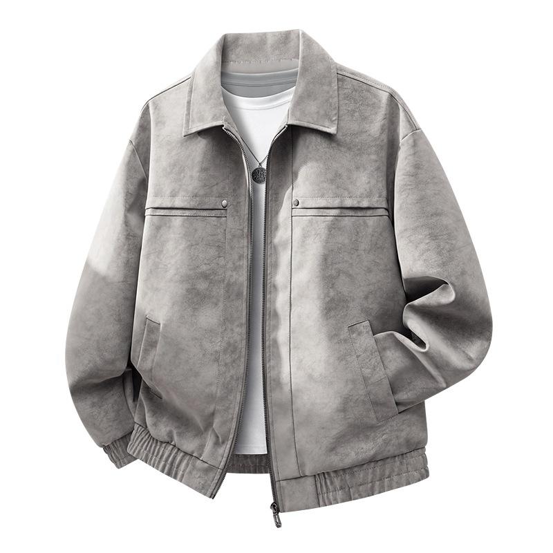 New leather jacket men's autumn and winter large size jacket leather jacket men's business lapel suede men's leather jacket