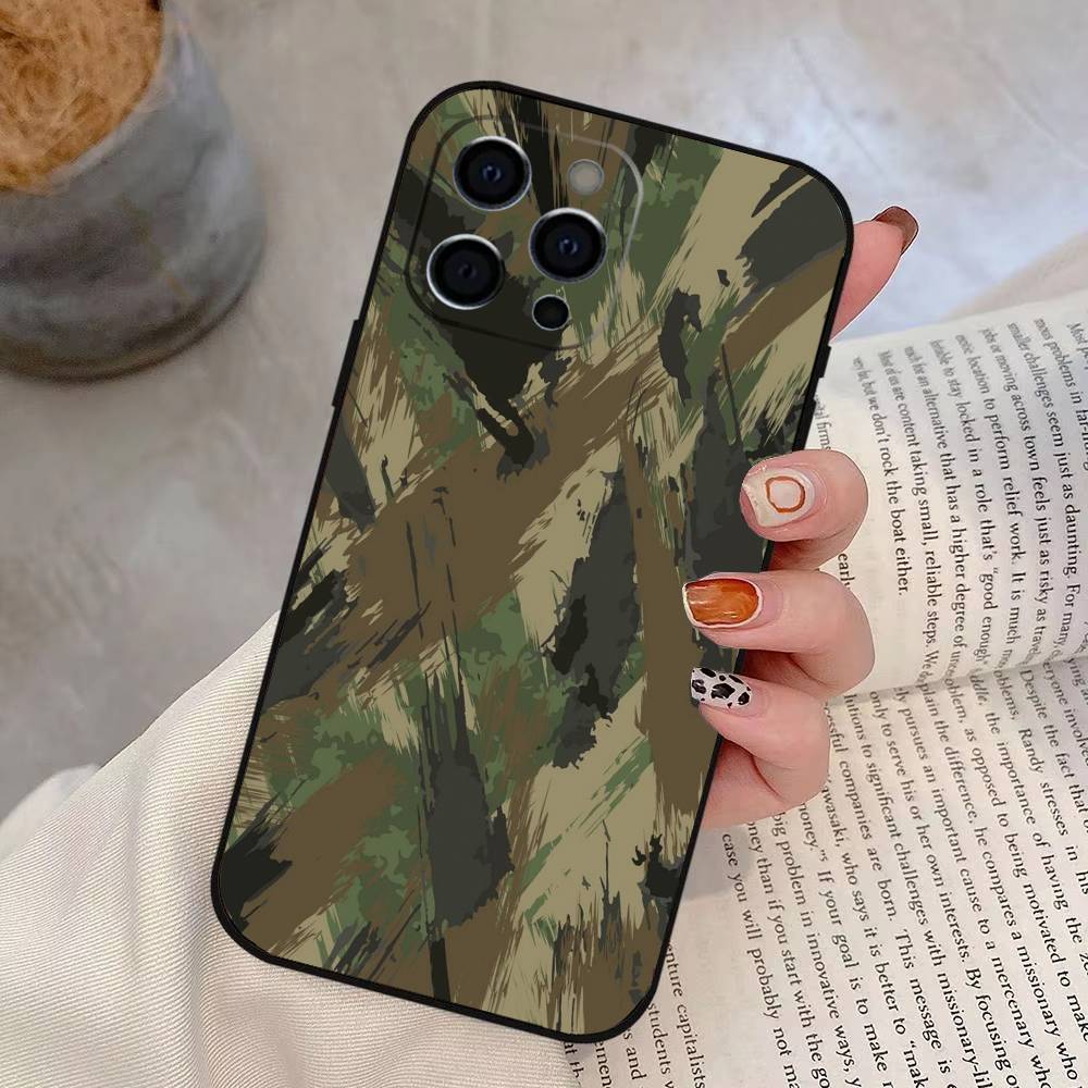 

Camouflage Camo Military Army Phone Case For iPhone 17,16,15,14,13,12,11 Plus,Pro Max,XS,Soft Silicone Black Cover iPhone15Pro