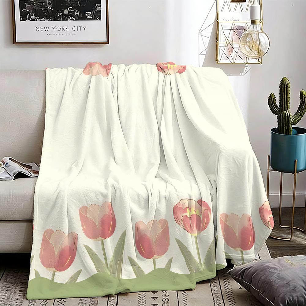 Trendy Flowers And Animals Throw Lightweight 240G Flannel Blanket Soft Skin-Friendly For Summer Cooling