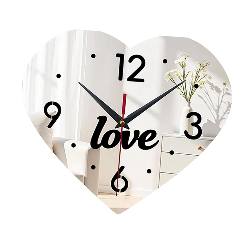 Silent Wall Clock Bedroom Heart Shape Acrylic Minimalist Design Clock Living Room Study Office for Contemporary Home Decoration