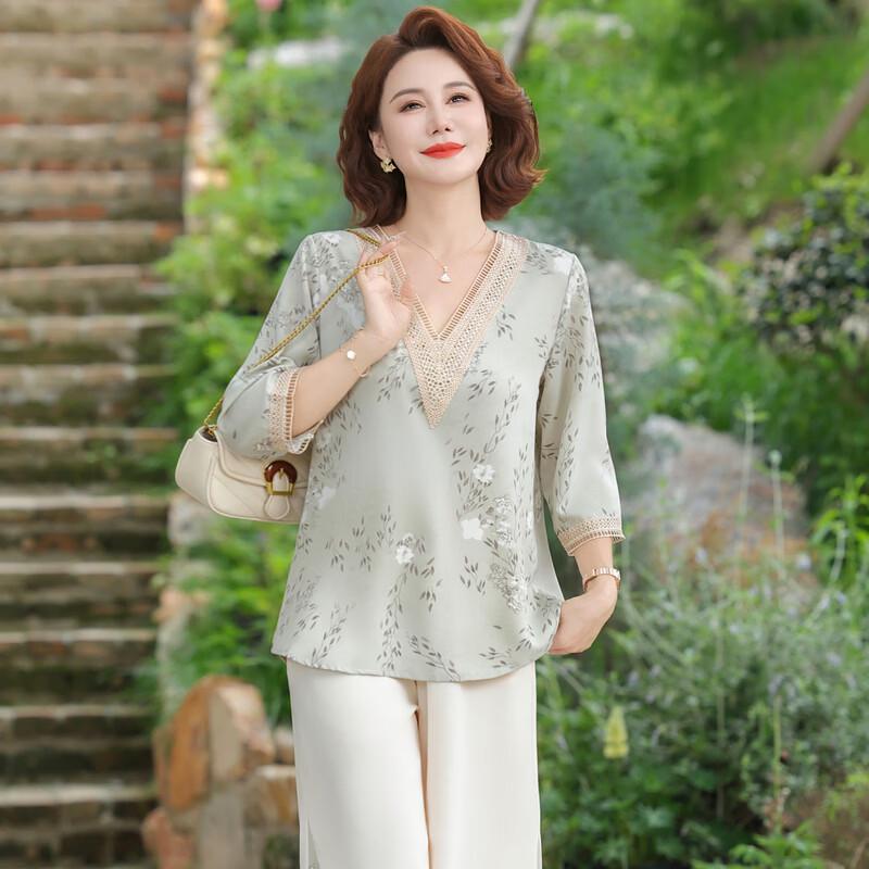 Set casual estivo due pezzi camicia da donna di mezza età