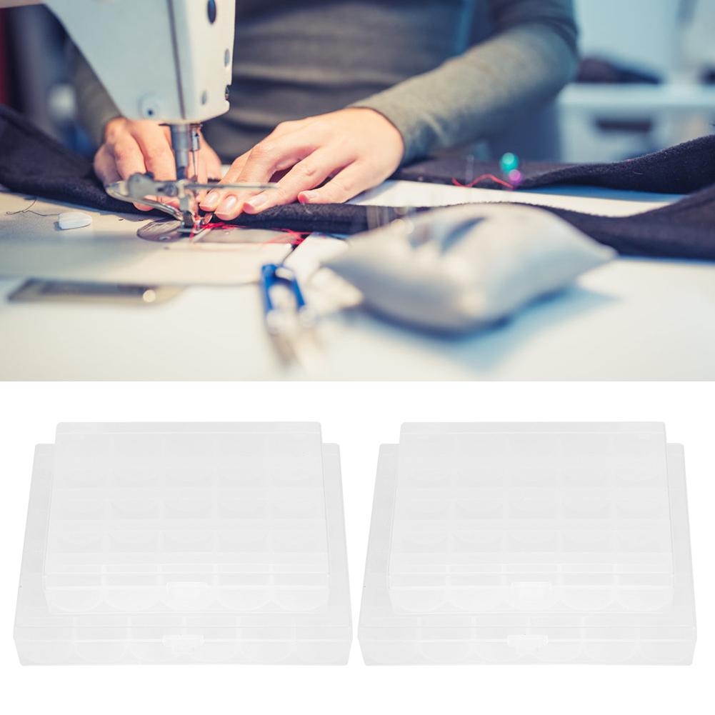 4pcs Sewing Bobbins Storage Box 25 36 Grids Transparent Plastic Spools Case Home Sewing Accessories