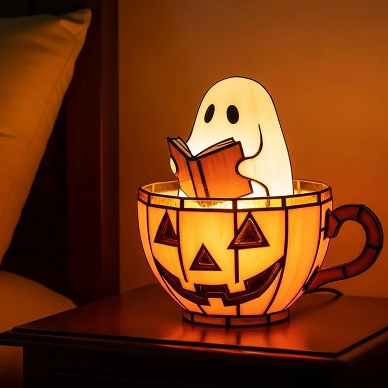 Ghost Reading Book Lamp Handmade Halloween Ghosts Night Light Up Adorable Reading Led Light For Decor Ghosts Flickering