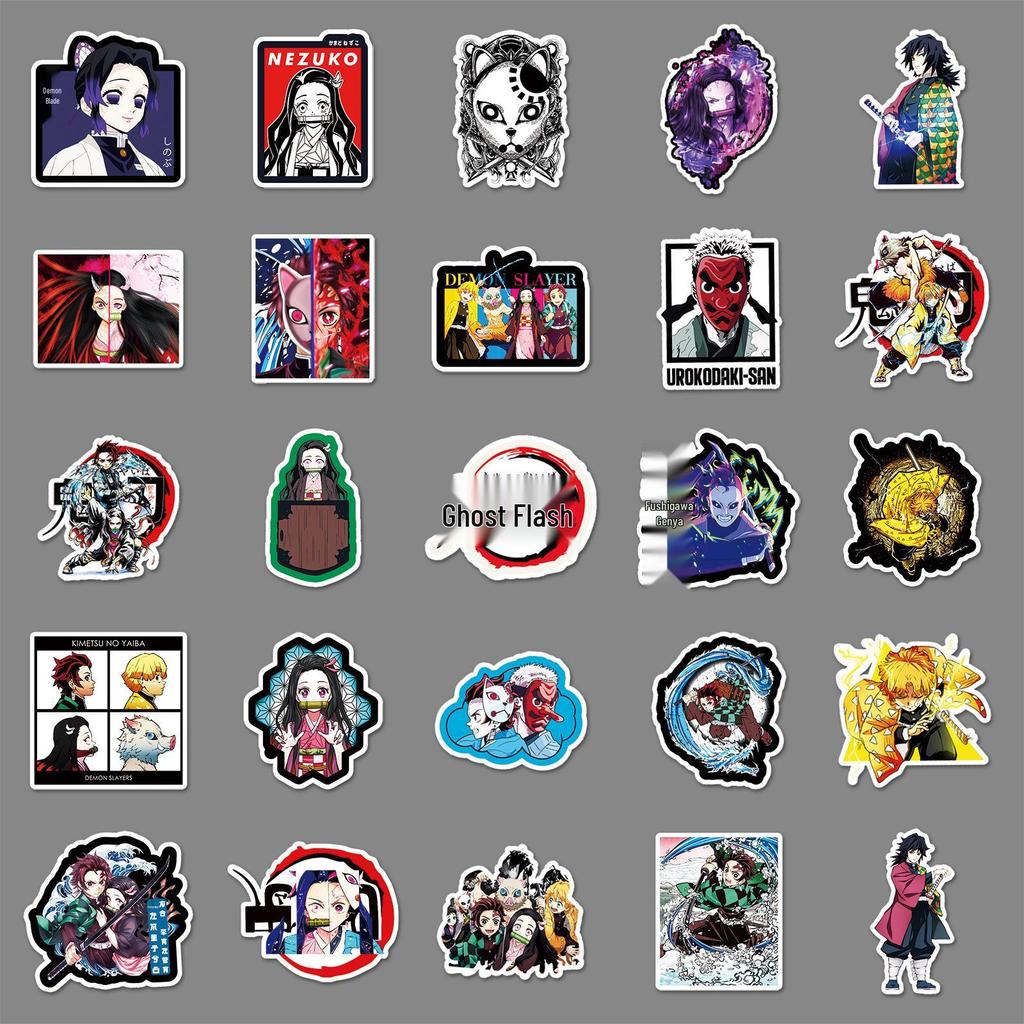 Set of 50 Demon Slayer Anime Stickers for Suitcase, Laptop, Car, Fridge, and Phone Decor.