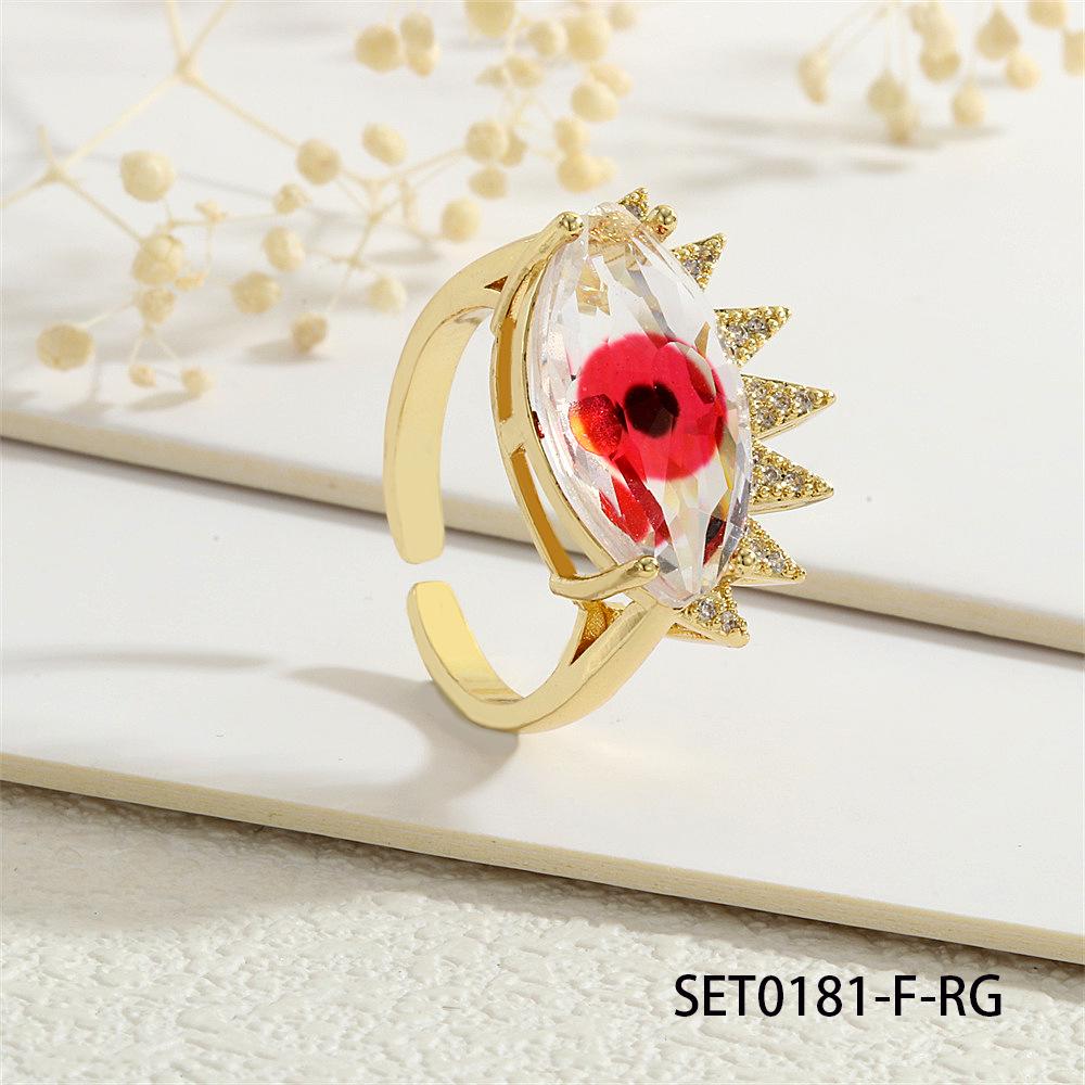 18K Gold-Plated Copper Evil Eye Ring with Zircon - High-End Luxury Women's Ins Style.
