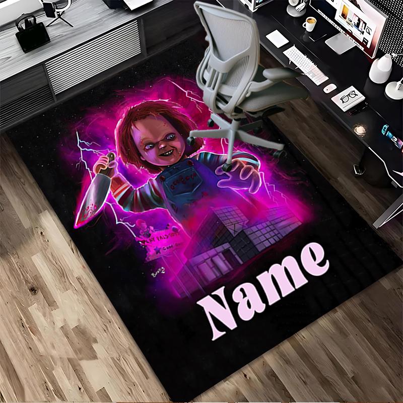 Personalized Name Horror Doll Living Room Non-Slip Area Rug Soft Carpet for Bedroom Playroom Sofa Office Home Decor Doormat