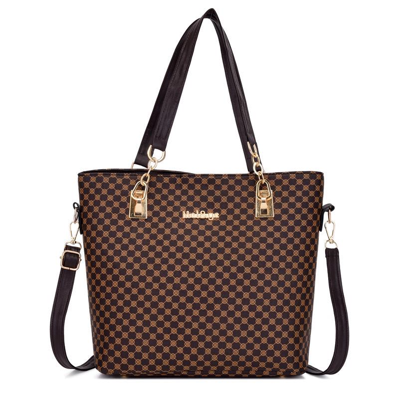 Women's Large Capacity Multi-Piece Mother-and-Child Shoulder Bag Set with Popular Print