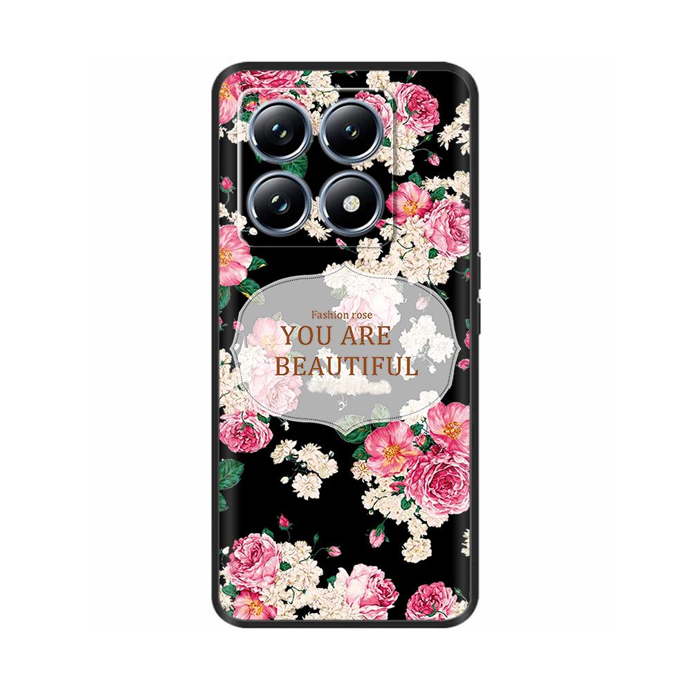 Silicone Phone Case for Xiaomi Mi 14T Pro / 14T 5G Case Luxury Painted Protection Shell Back Cover for Mi14T Soft Black Bumper