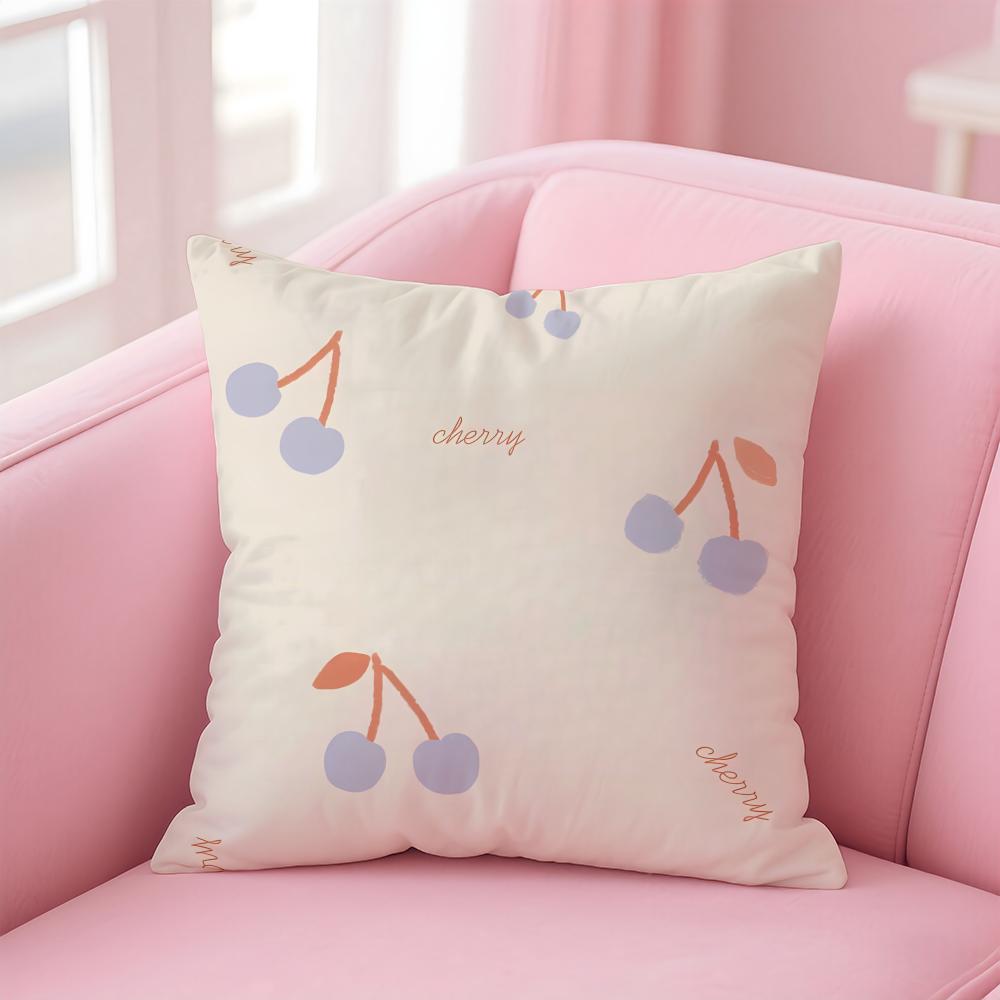 CUTE Handpainted cherries Cushion Cover Pillow Case Soft Skin Friendly Fabric  Concealed Zipper