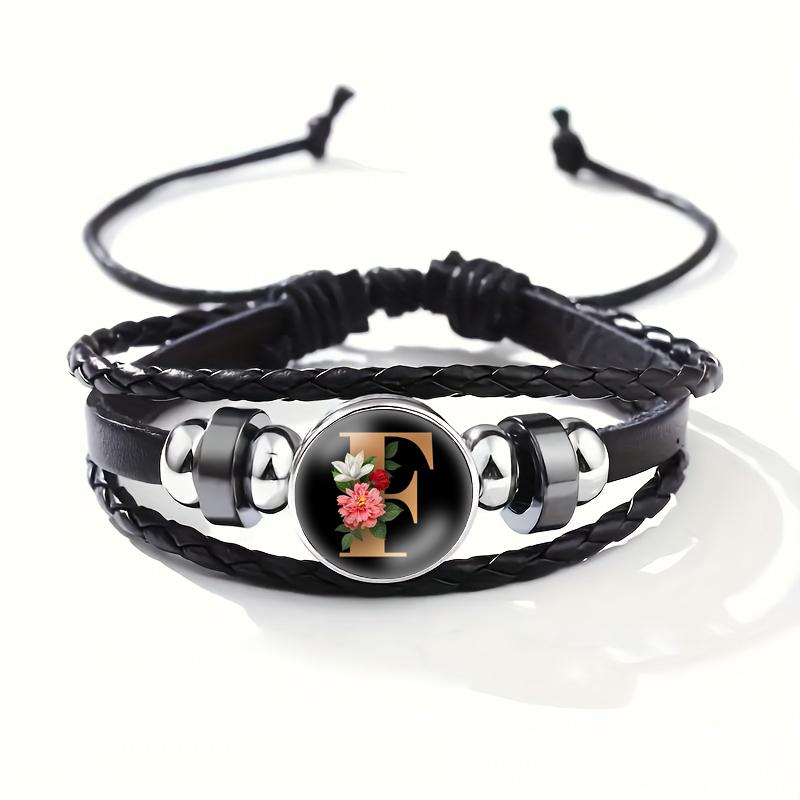 26 Letters A-Z Handmade Leather Bracelet Woven Multi-layer Punk Id Name Friendship Couple Bracelet
