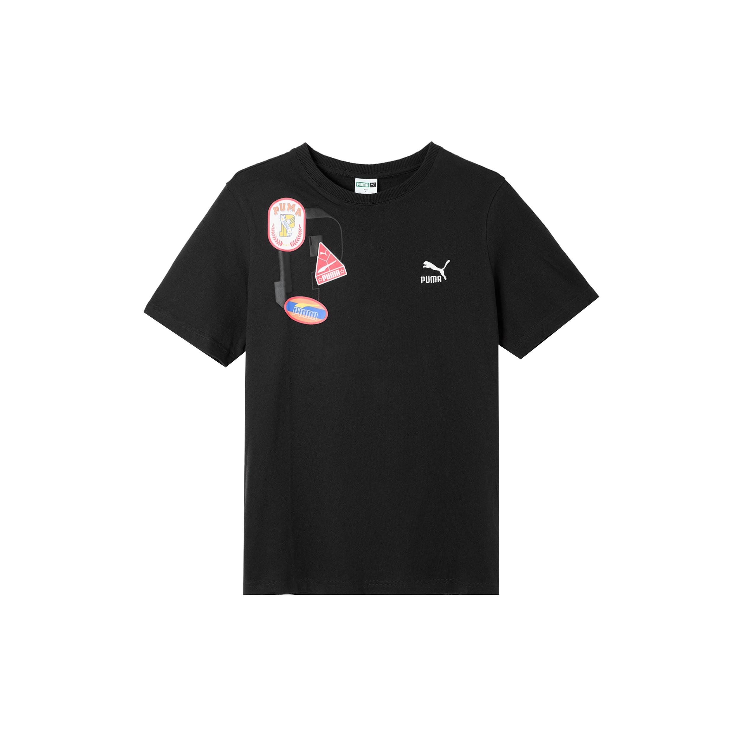 PUMA Casual Printed T-Shirt  Black  Men s 623250-01 L