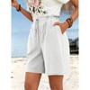 Women's Spring Summer Linen Solid Color Shorts Casual Sports Women's Shorts Three-quarter Pants with Drawstring Shorts