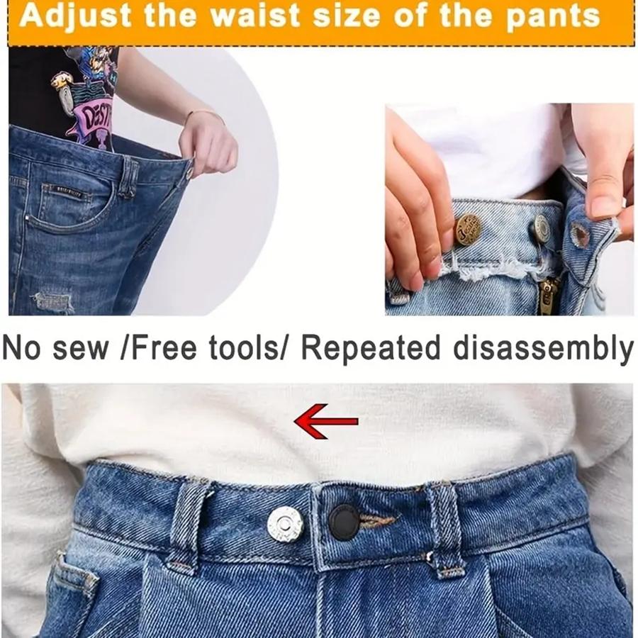 5 Pcs Snap Fastener Metal Buttons Jeans Waist Buttons Perfect Fit Adjust Self Free Nail Twist No Seam Sewing Buttons Wholesale