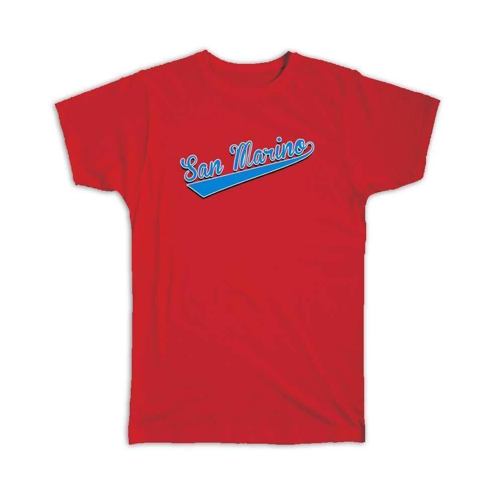 Gift T-Shirt : San Marino Flag Varsity Script Baseball Beisbol Country Pride 2XL