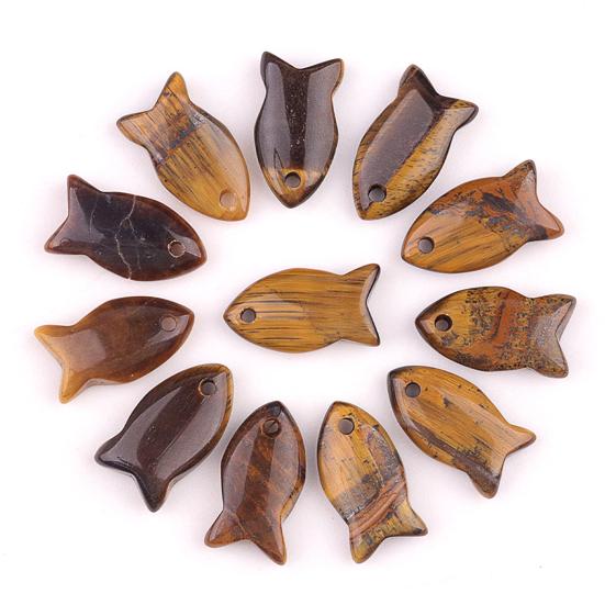 Ciondolo Piccolo Pesce 22mm con Sei Cristalli Sintetici Rari Fatto a Mano Materiali Naturali Levigato Liscio Fascino per Gioielli DIY