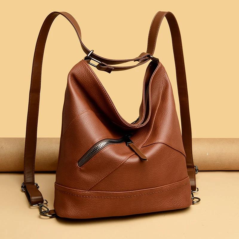 Women's Sewing Line Bags High Quality Large Capacity Monochromatic Interior Compartment Fashion