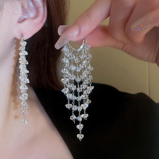

1 пара висячих сережек, элегантный темперамент, изысканный, роскошный, благородный подарок, гипоаллергенный, прозрачный, искусственный кристалл