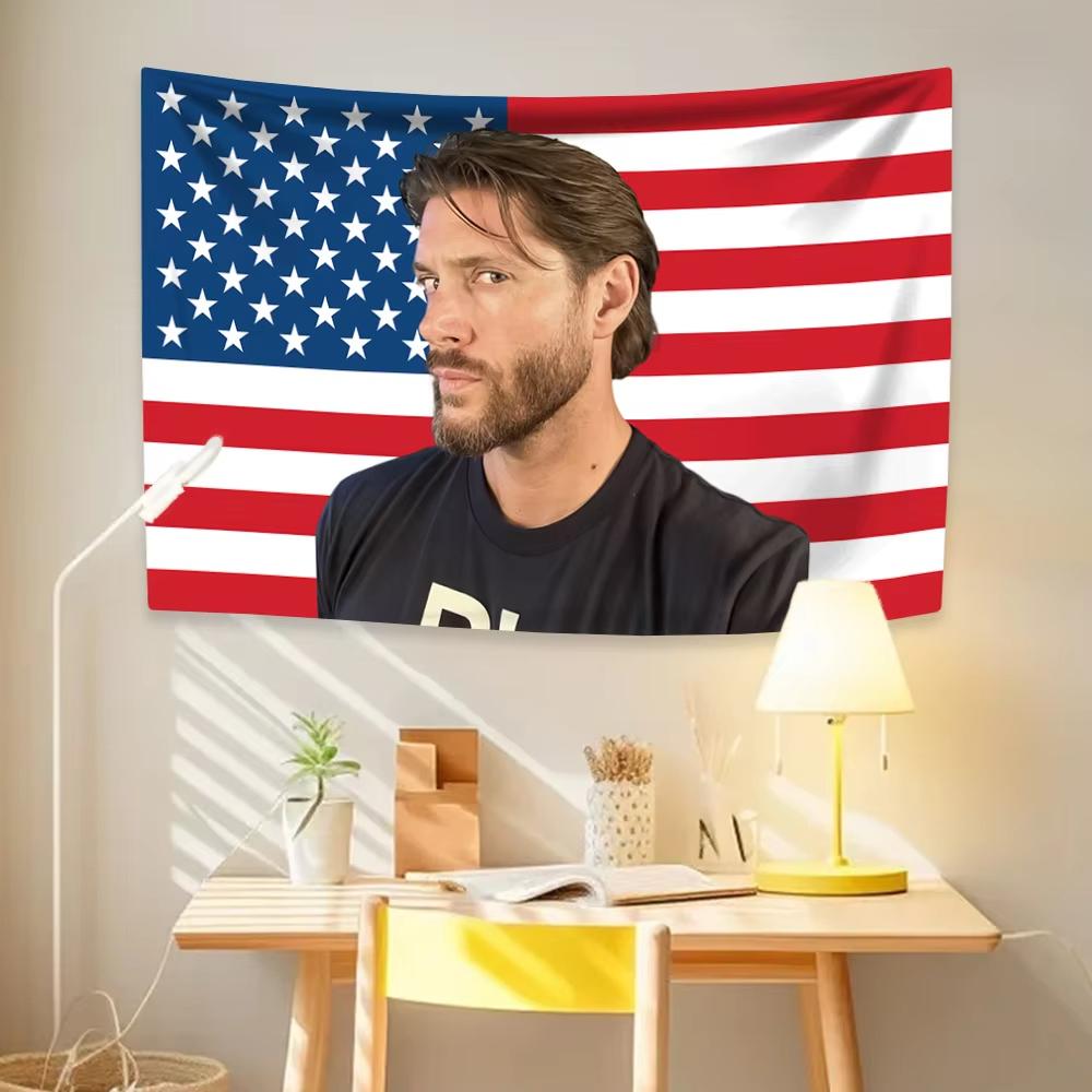Jensen Tapestry Ackles American Flag Famous Actor Home Decor Wall Hanging Bedroom Dorm Backdrop Room Decoration Items Fans Gift