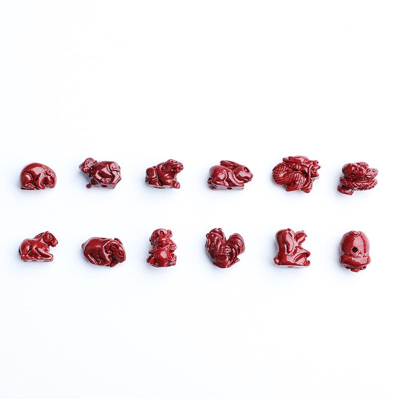 Twelve Zodiac Signs Natural Cinnabar Jewelry: Original Ore Purple Gold Sand, Great for Birthdays, 14*12*5.5mm