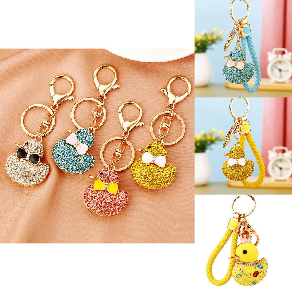 Adorable Diamond Encrusted Yellow Duck Car Keychain Gift For Women Stylish Accessory