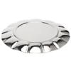 Portable Rustless Steel Food Tray Lotus Edged Polished Snack Dish Thickened Shallow Round Storage Tray Home