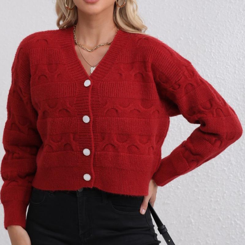 IHUASU Cardigan court tricoté pour femme, manteau pull à manches longues, tendance automne et hiver