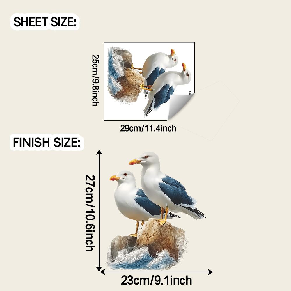 Scenic Seagull on Rocks Wall Sticker for Bedroom Bathroom Home Decor Self-Adhesive Removable Decal