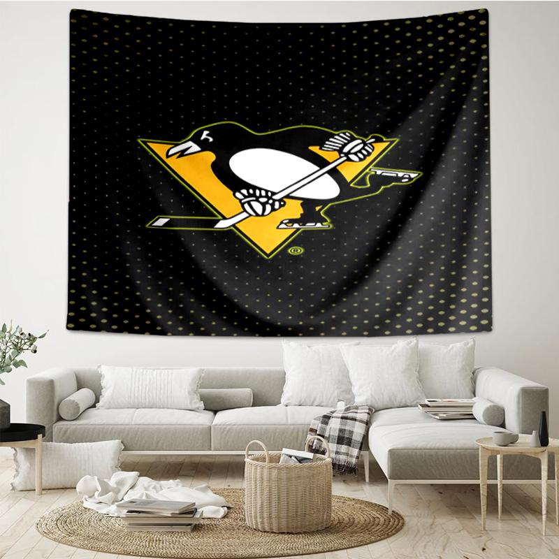 Pittsburgh Penguins Hockey Team Tapestry, Unique Design Tapestry, Wall Decor for Bedroom,Livingroom, Playroom,Heartwarming Fan Holiday Gifts