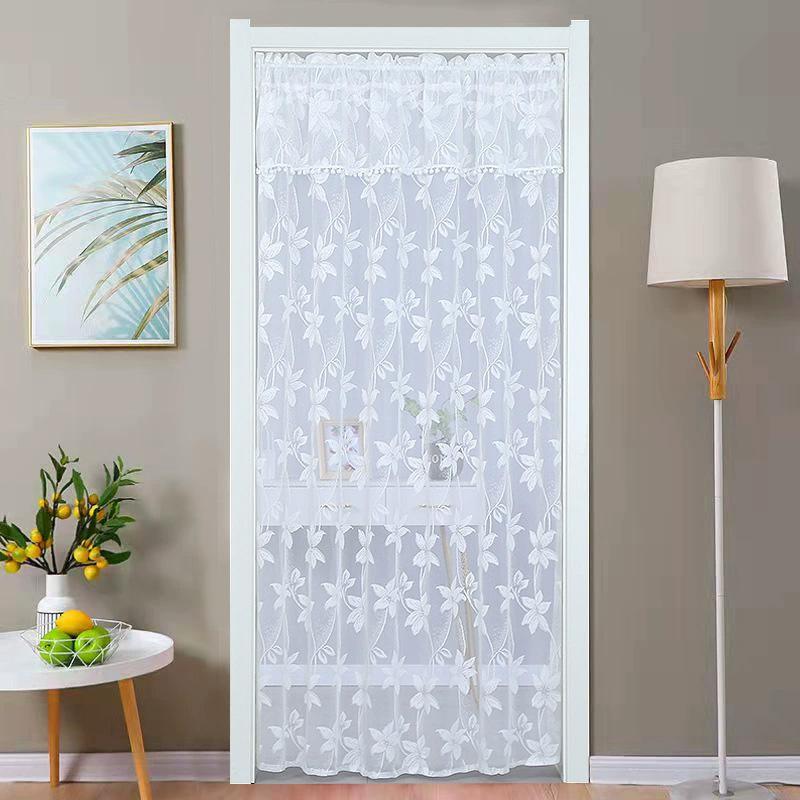 1 ks Poloviční záclona Minimalistická Bílá Krajka Dveře Kuchyň Krátká Záclona Okouzlující Střapec na Hlavě Bez Vrtání Květinová Průsvitná Dekorace Skříně