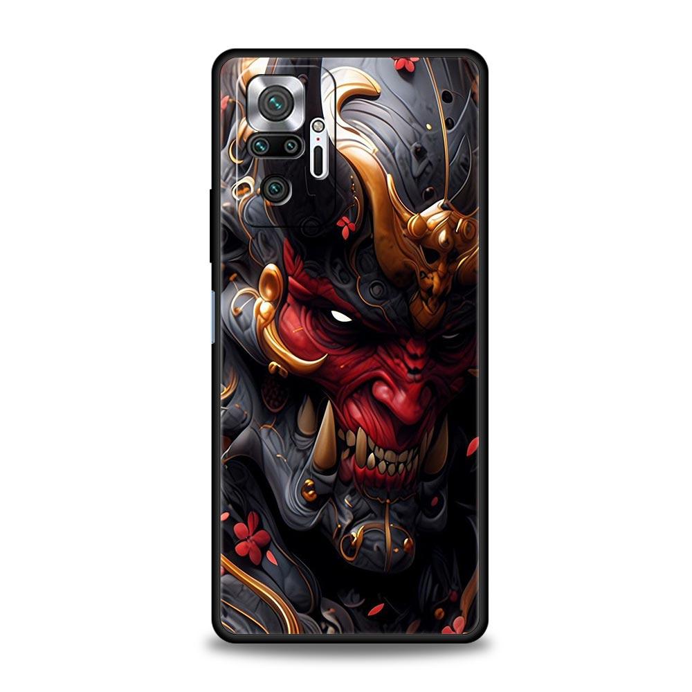 Japan Samurai Oni Mask Phone Case For Xiaomi Redmi Note 14 13 5G 10 11 12 Pro Plus 4G 14C 13C 12C 10C Black Cover