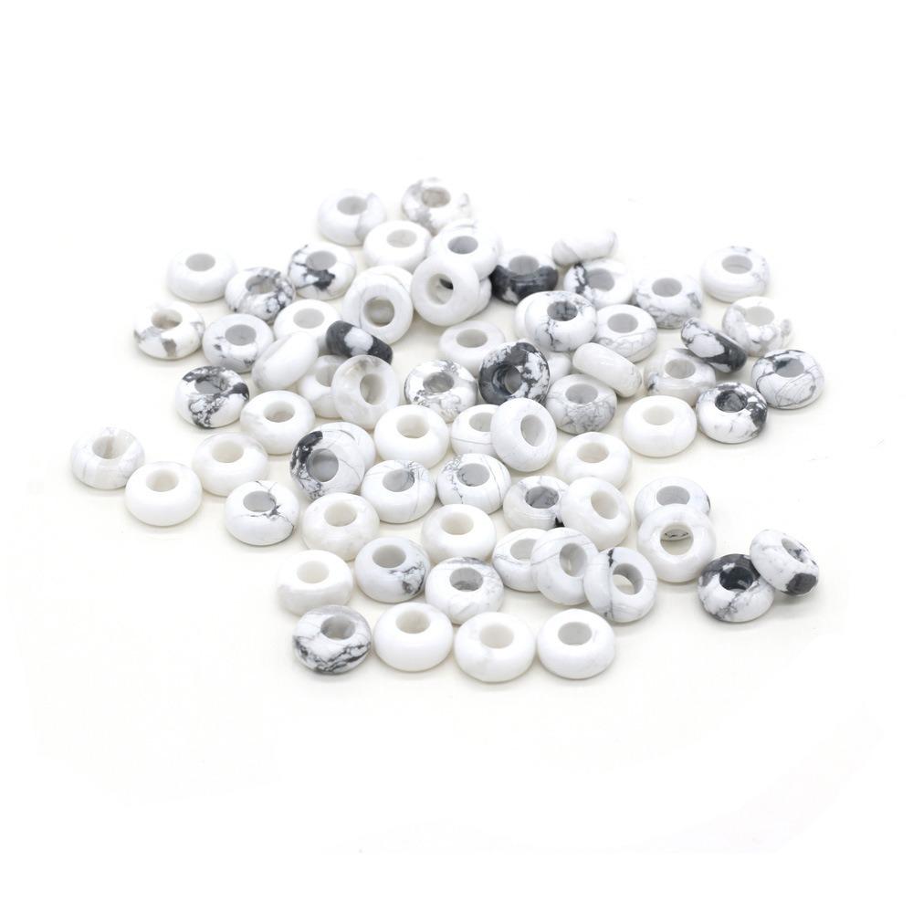Round Bead Big Hole Loose Beads Colorful Loose Agates Stone Beads Lotus Perforated Beads Necklace