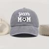 Fußball-Mama Aufdruck Baseballkappe Vintage-Wasch-Stil Verstellbare Passform Geeignet für Outdoor-Aktivitäten Modisches Design