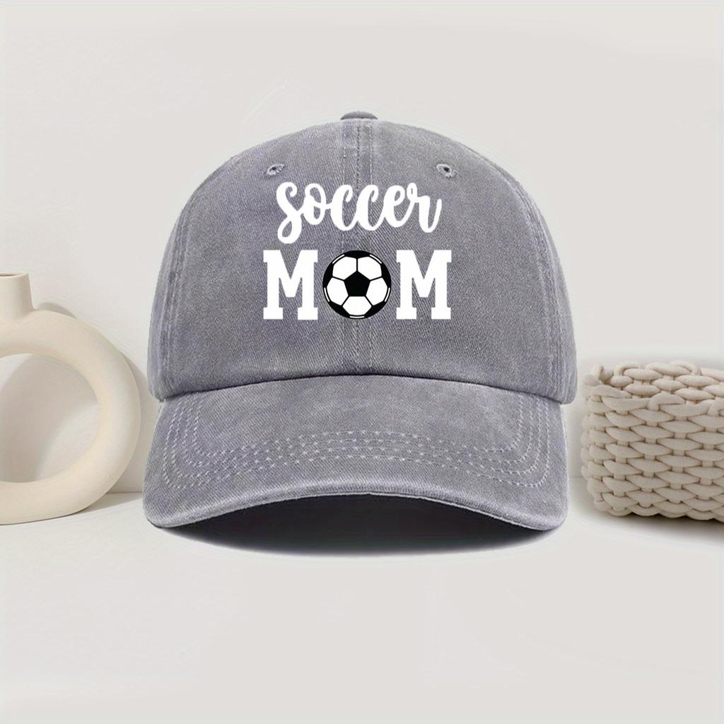 Fußball-Mama Aufdruck Baseballkappe Vintage-Wasch-Stil Verstellbare Passform Geeignet für Outdoor-Aktivitäten Modisches Design