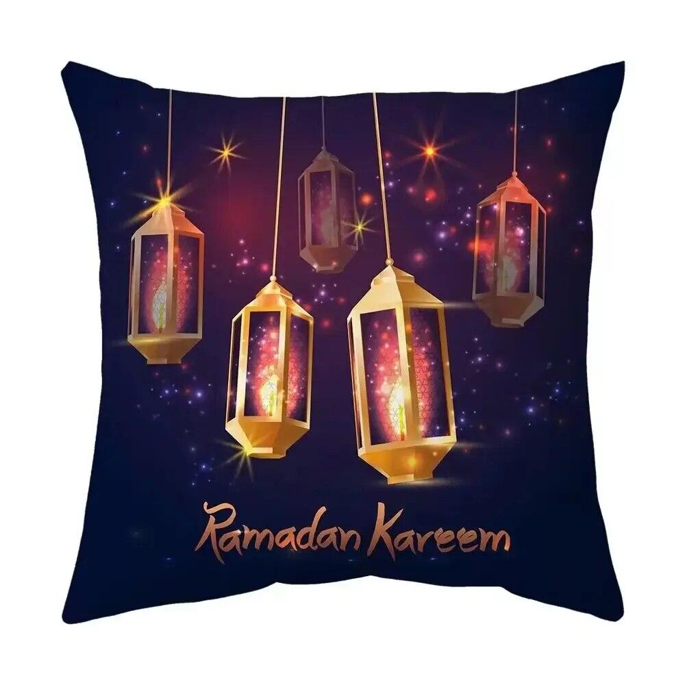 2024 Eid Mubarak Pillowcase Short Plush Comfortable Cushion Cover Islamic Ramadan Decorative Mosque Muslim Pillowcase Gift
